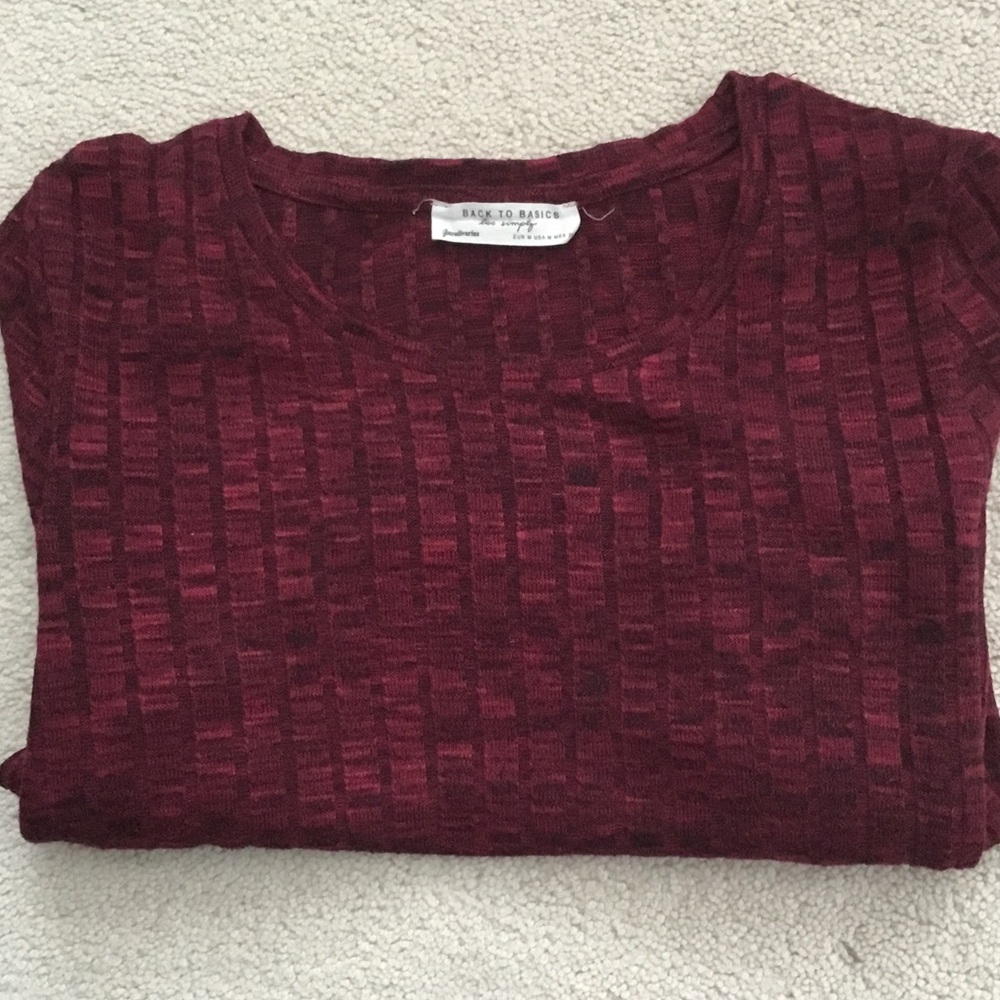 Stradivarius Maroon Textured Crew Neck Tunic